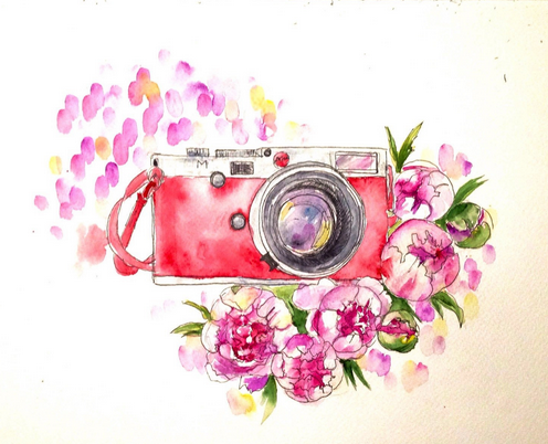 Фотоаппарат арт акварель