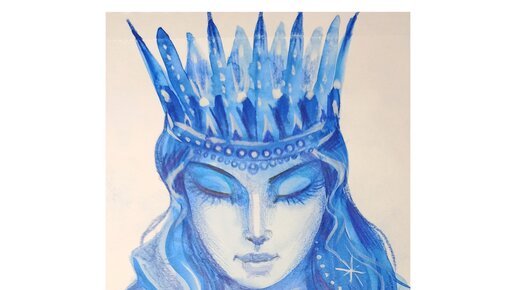 Снежная Королева нарисованная акварелью