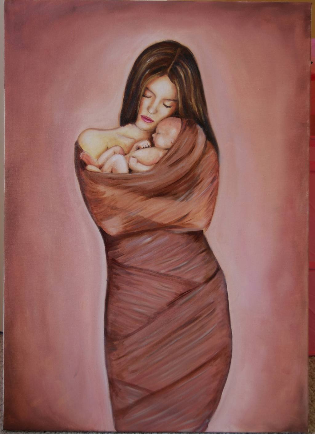 Женщина с ребенком акварель