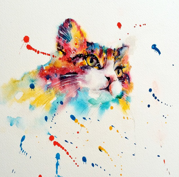 Котик акварелью