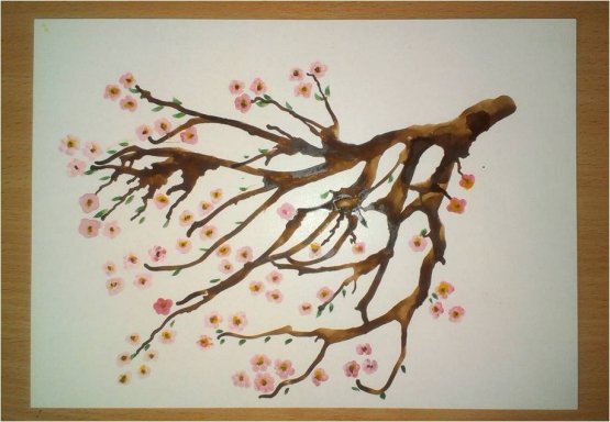 Кляксография ветка Сакуры
