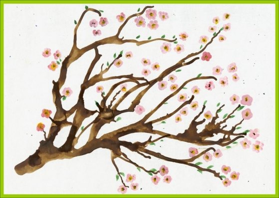 Кляксография ветка Сакуры