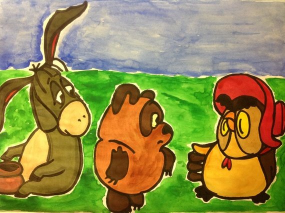 Винни пух акварель