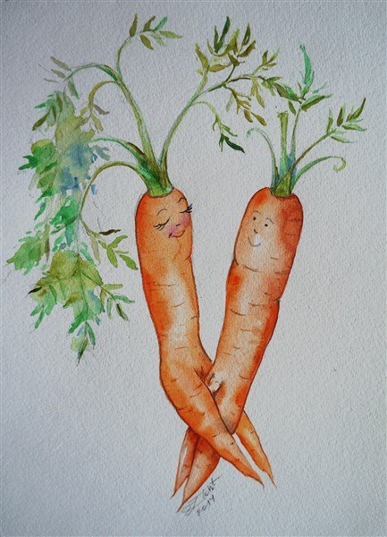 Морковь акварелью