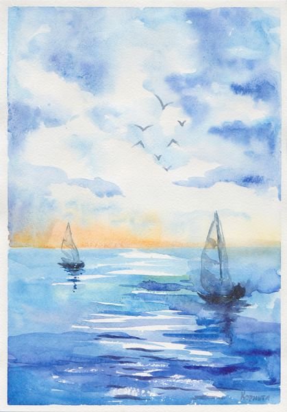 Море акварелью для начинающих