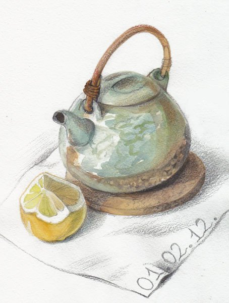 Бытовые предметы акварелью