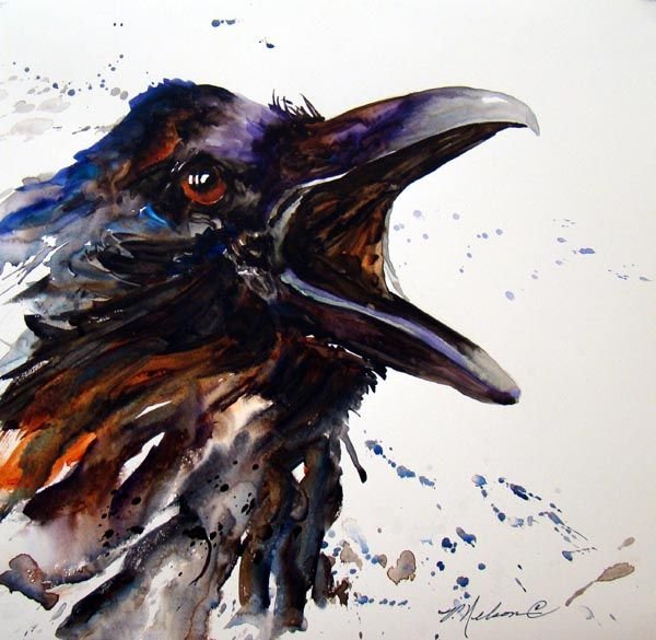 Акварельный ворон