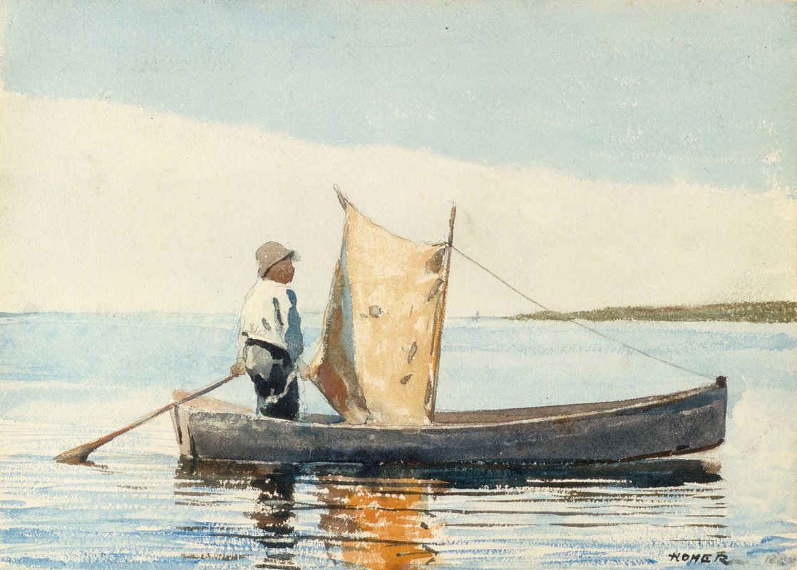 Мальчик в лодке живопись