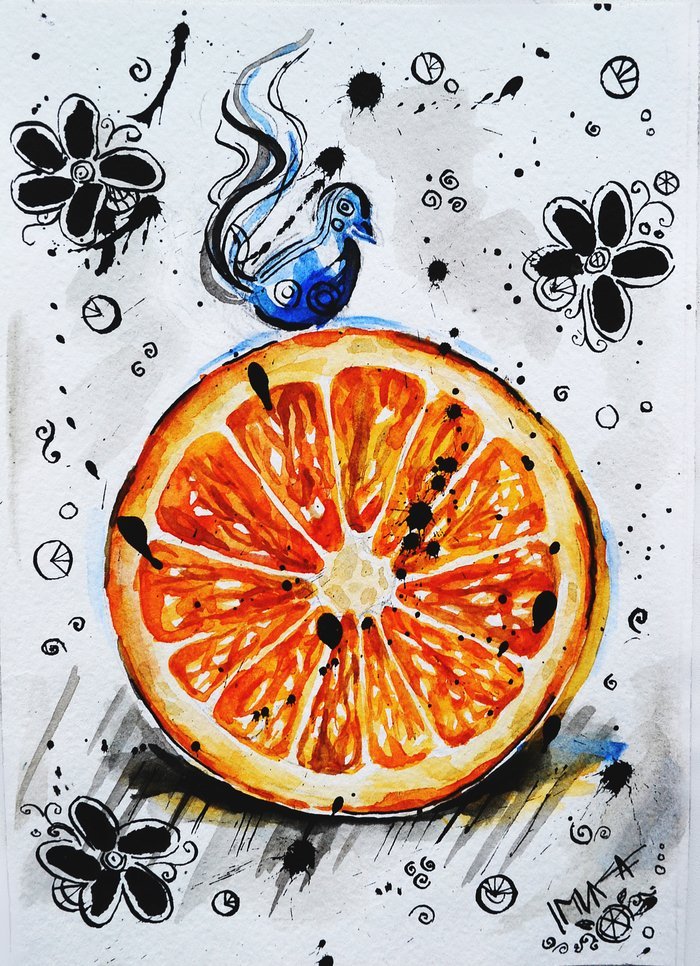 Апельсин в разрезе рисунок
