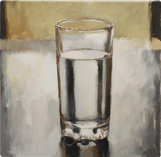 Стакан с чаем акварелью