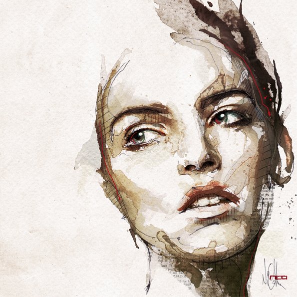 Карандаш и акварель портрет