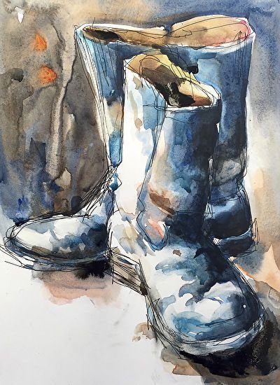 Сапоги акварель