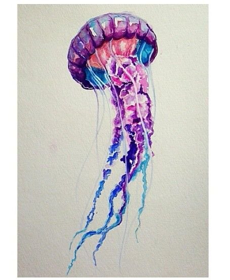 Рисуем медузу акварелью