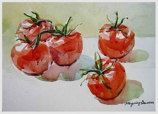 Набросок помидора акварелью