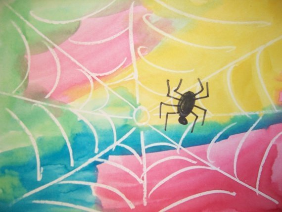 Рисование паутинки детьми