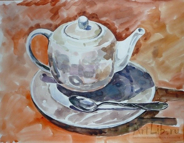 Этюд посуды акварелью