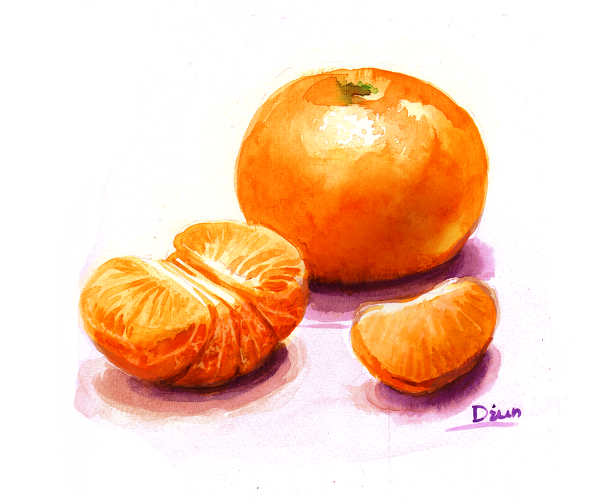 Мандаринка акварелью