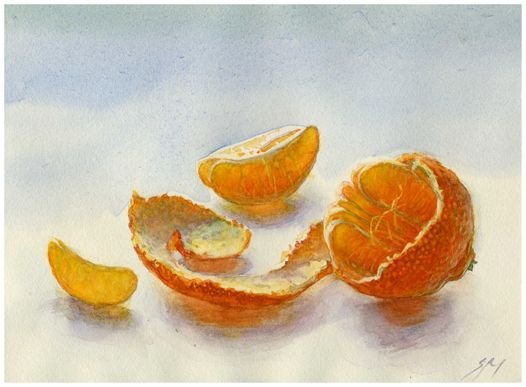 Мандарин акварелью Елена Базанова