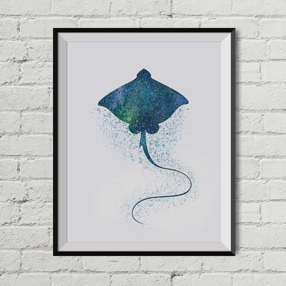 Скат акварель тату акварель