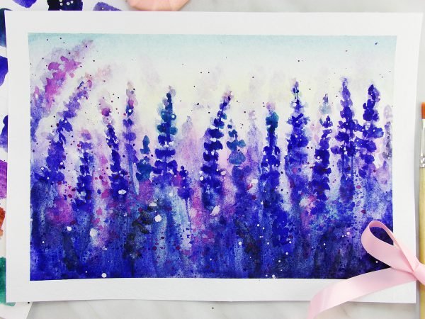 Лаванда арт акварель просто