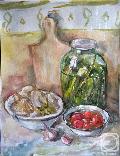 Банка с огурцами живопись