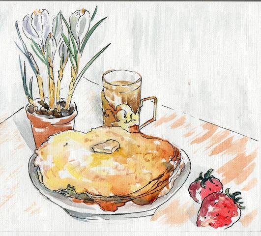 Масленица акварельный рисунок