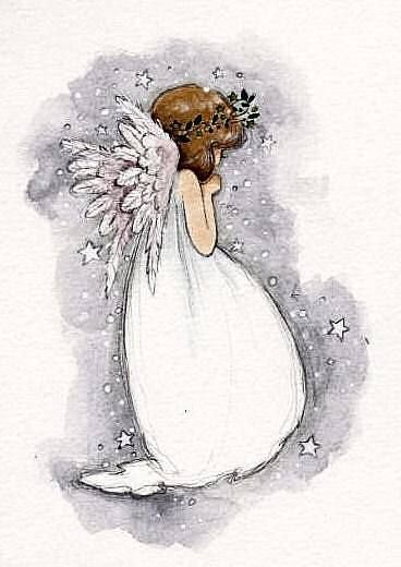 Рисунок ангела акварелью