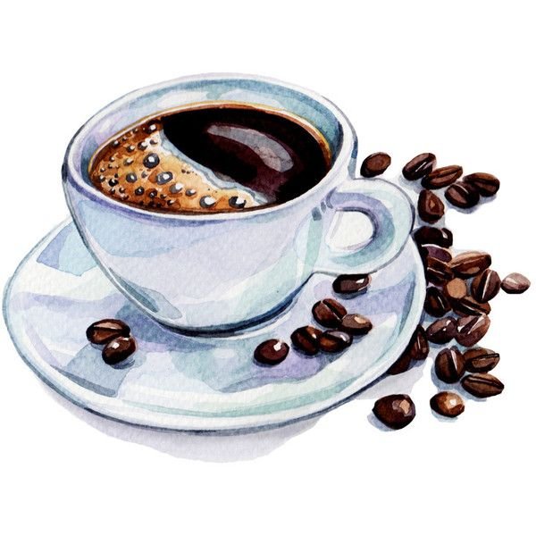 Чашка кофе акварель