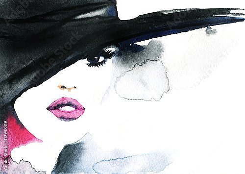 Девушка в шляпе акварель