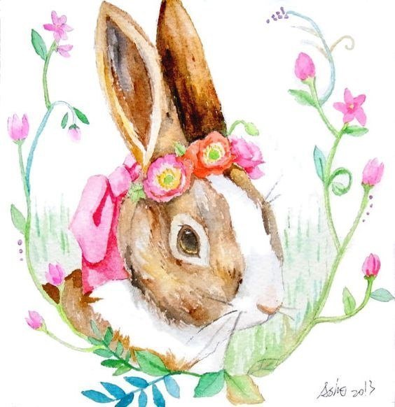 Пасхальный заяц акварель