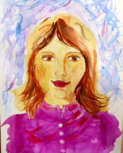 Портрет девушки акварелью с каре