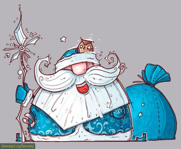 Дед Мороз акварель
