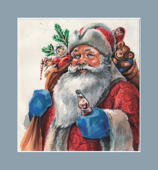 Акварельный дед Мороз