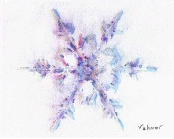 Снежинка акварелью рисование