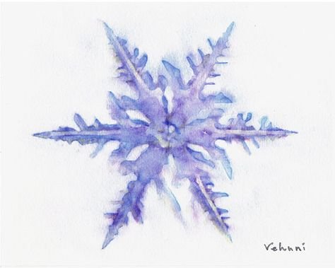 Снежинка акварелью рисование