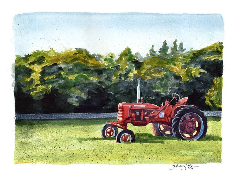 Красный трактор рисунок - 81 фото