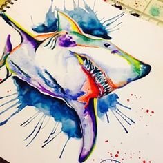 Тату акула акварель