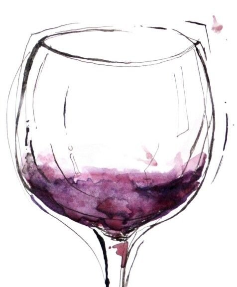 Скетч вино акварель