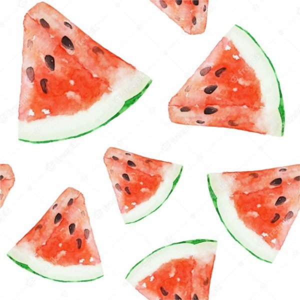 Кусочек арбуза акварелью