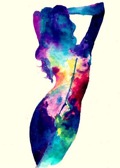 Акварельные силуэты женщин