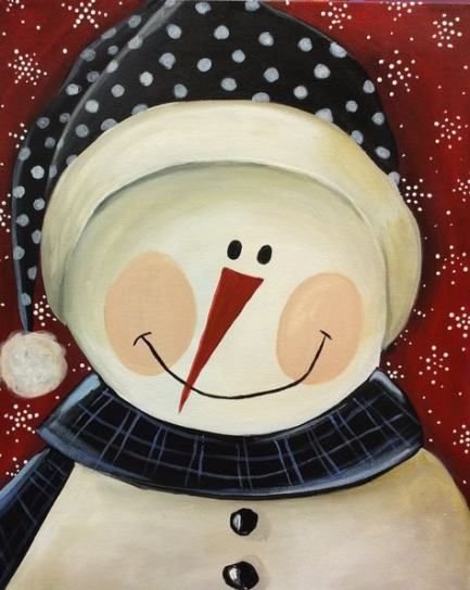 Снеговик акрил живопись