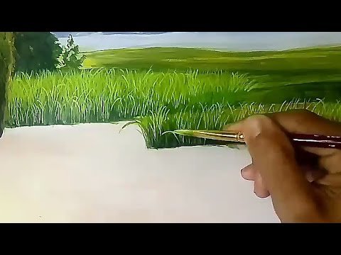 Рисование травы гуашью