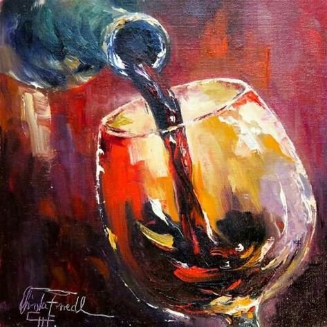 Картины акрилом вино