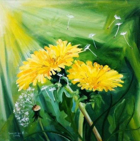 Одуванчики акрилом