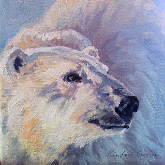 Белый медведь акриловыми красками