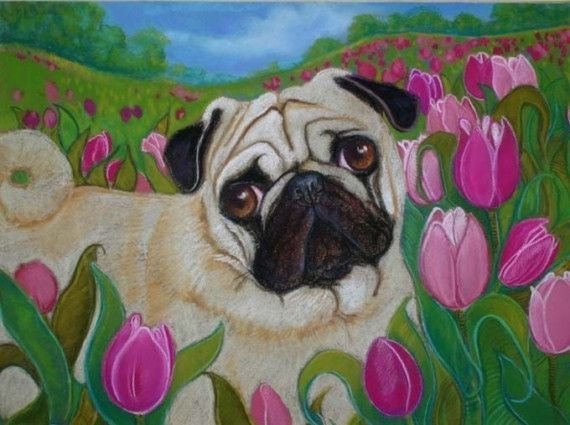 Мопс красками
