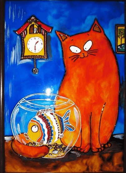 Кошка акриловыми красками