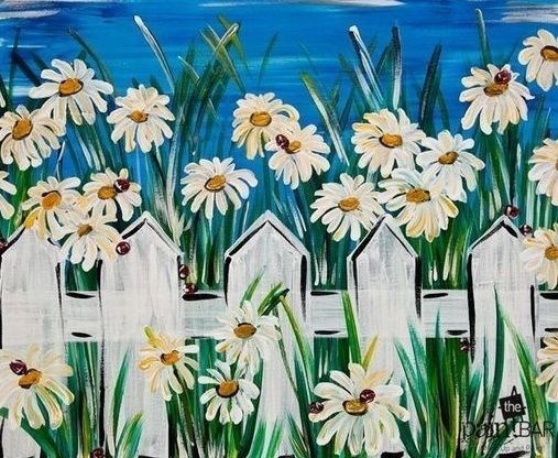 Ромашки на заборе рисунки