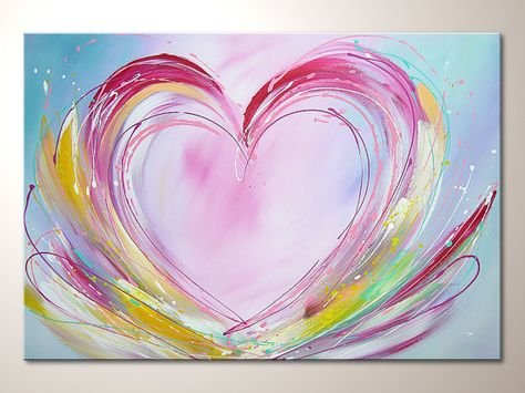 Сердце красками красивок