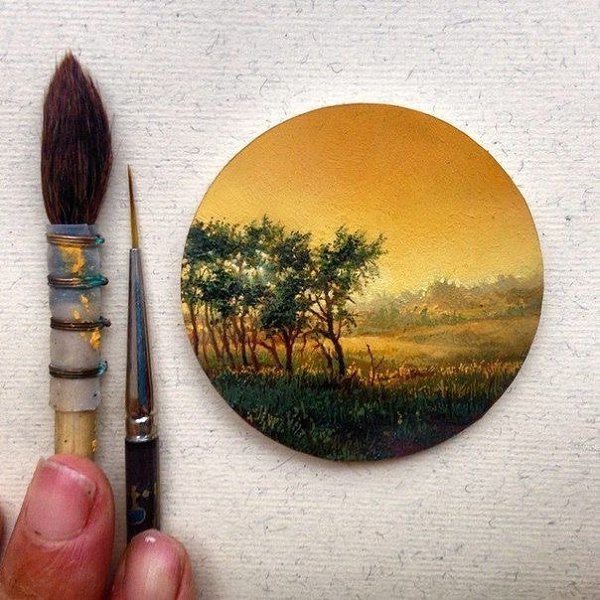 Миниатюрные пейзажи акрилом